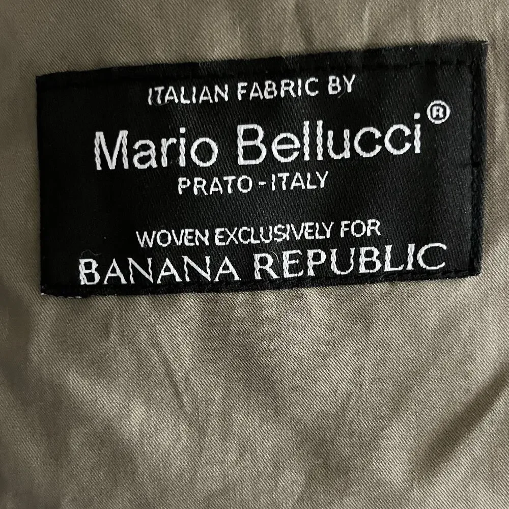 Banana Republic Mario Bellucci Italian Melton Wool Bomber Jacket Mens Sz L Olive